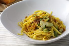 Tagliolini con vredure di stagione e bottarga - Saluma Cesenatico